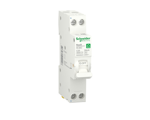 Компактний Диференційний Автоматичний Вимикач Resi9 Schneider Electric 25 А, 30 Мa, 1P+N, 6Кa, Крива С, Тип А